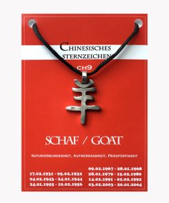 Chinesische Sternzeichen Anhänger aus Zinn Schaf auf großer Karte