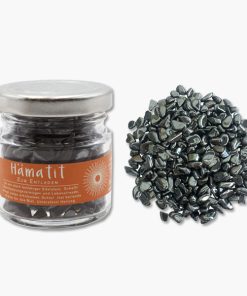 Hämatit zum Entladen Energie-Steine im Glas Trommelsteine XS